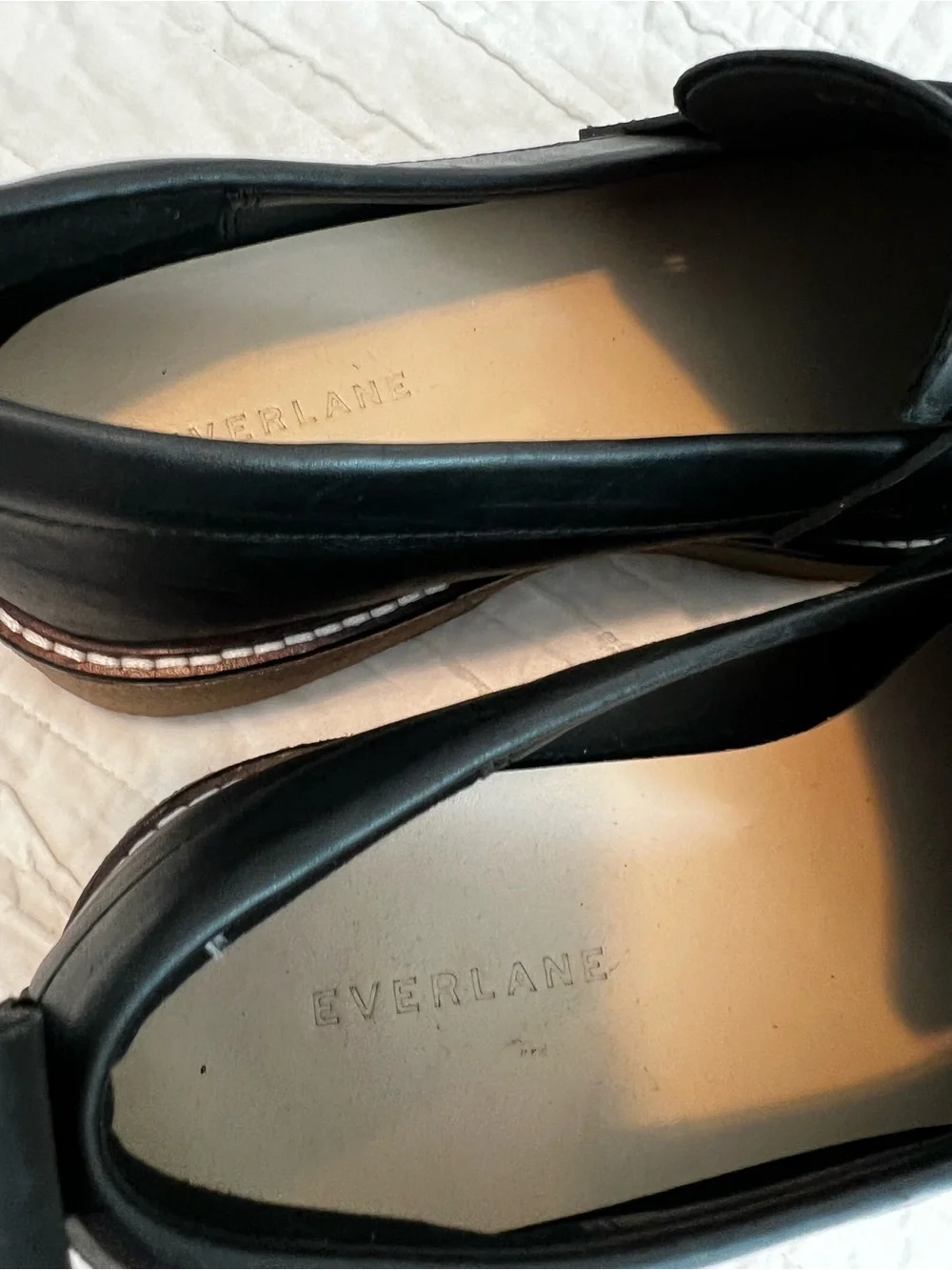 Everlane Black Leather Lug Platform Penny Loafers size 10.5